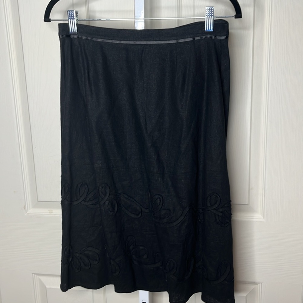 Emanuel Ungaro Linen Blend Embroidered Skirt Size 6 New No Tags - Picture 4 of 16